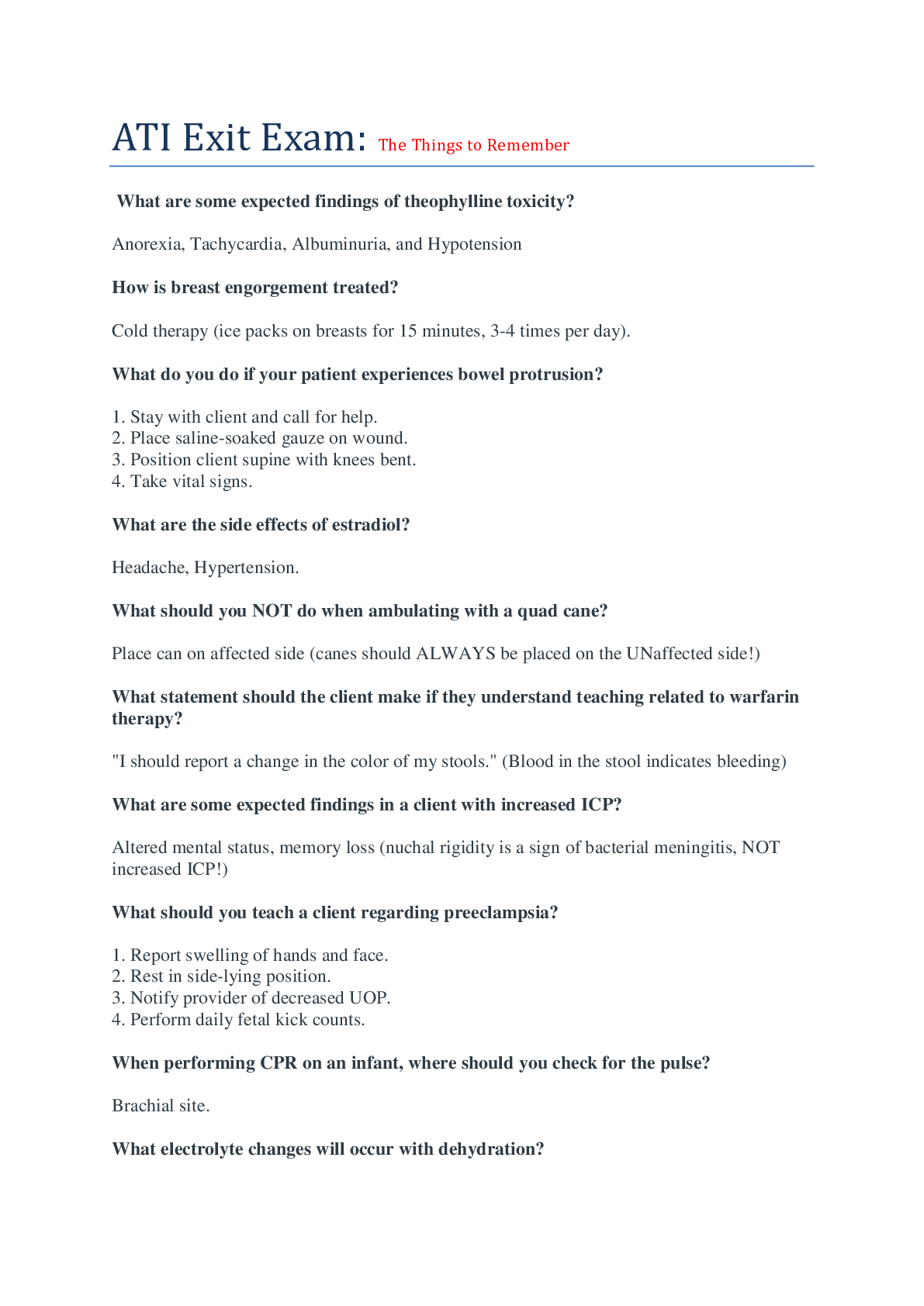 Preview image of ATI Exit Exam: All The Things to Remember for 95% Pass Rate document